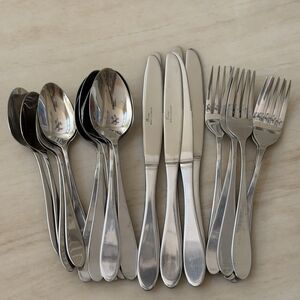 24pc Gibson Ashland Flatware Set Stainless Plain Tips Up